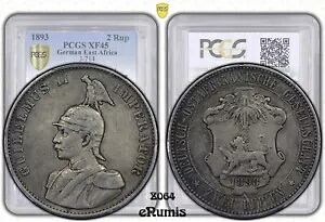 ドイツ領東アフリカ、ヴィルヘルム 2 世、1893 年 2 ルピエン、希少、PCGS XF 45｜WORLD RESOURCE【KING店】