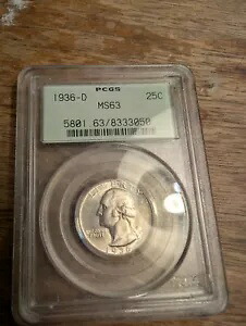 1936-D ワシントン クォーター PCGS MS63｜WORLD RESOURCE【KING店】