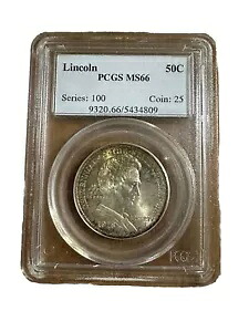 1918 リンカーン シルバー記念ハーフダラー PCGS MS66 古いラベルと調色｜WORLD RESOURCE【KING店】