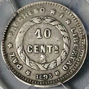 1893 PCGS XF 40 ホンジュラス 10 センタボス レア ピラミッド シルバー コイン POP 1/0 (23101902C)｜WORLD RESOURCE【KING店】