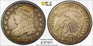 1828 ラージ デイト キャップド バスト ダイム PCGS VF 詳細｜WORLD RESOURCE【KING店】
