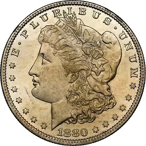 モーガン シルバー ダラー 1880-O、グレード NGC MS-63。光沢のある素敵なコインです！｜WORLD RESOURCE【KING店】