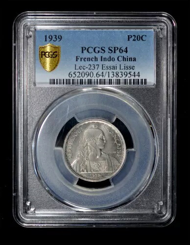 PCGS SP64 1939 フランス領インドシナ模様 20 セント エッセイ｜WORLD RESOURCE【KING店】