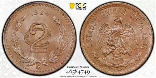 メキシコ エスタドス ウニドス 1924 2 センタボス コイン PCGS 認定 未流通 MS64-BN｜WORLD RESOURCE【KING店】