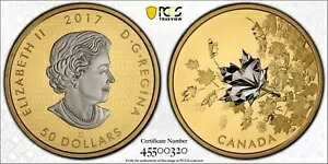 2017 RCM $50 ウィスパーリング メープル リーブス 3オンス リバース 金メッキ シルバー PCGSPR69DCAM|WORLD RESOURCE【KING店】