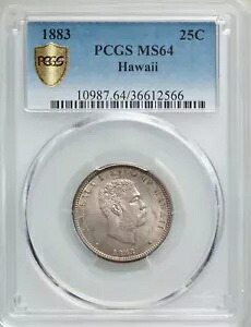 ハワイ カラカウア I 1883 クォータードル/25 セント 未流通 認定 PCGS MS64｜WORLD RESOURCE【KING店】