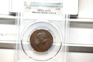 1722 ウッドのハイバーニア ハーフペニー。マーティン 4.20-C.4、W-12810。 R-5。 PCGS AU-55。｜WORLD RESOURCE【KING店】