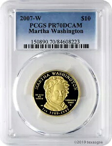 2007-W $10 マーサ ワシントン 最初の配偶者 金貨 PCGS PR70DCAM|WORLD RESOURCE【KING店】