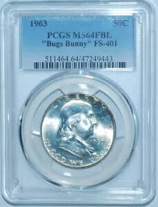 1963 PCGS MS64FBL FS-401 バッグス バニー クラッシュ フル ベル ライン フランクリン ハーフダラー｜WORLD RESOURCE【KING店】