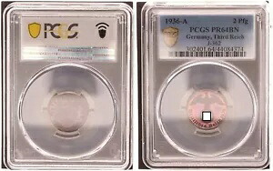 2 Pfennig 1936 A PCGS 認定ポリッシュプレート PCGS PR64BN 94309-