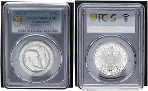 ヴュルテンベルク 3 マーク 1911 ウェディング J-177a PR66CAM ポリッシュプレート 112428-｜WORLD RESOURCE【KING店】