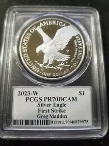 レア ストラック スルー エラー 2023 W シルバー イーグル 1oz PCGS PR70 グレッグ マダックス POP 30 レア|WORLD RESOURCE【KING店】