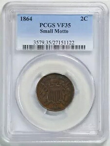 1864 スモール モットー 2C 2 セント ピース VF35 PCGS 27151122｜WORLD RESOURCE【KING店】