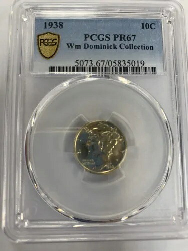 1938 プルーフ マーキュリー ダイム ～ PCGS PR-67 ～ ゴールド シールド ～ WM ドミニク コレクション｜WORLD RESOURCE【KING店】