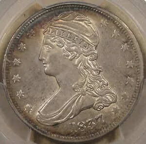1837 リードエッジキャップドバストハーフ 50c PCGS 認定 AU55
