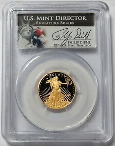 2010 W ゴールド プルーフ アメリカン イーグル $10 ディール サイン入りコイン 1/4 オンス PCGS PR 69 DCAM