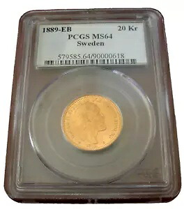 スウェーデン 1889 EB ゴールド 20 クローナ PCGS MS64 オスカー II｜WORLD RESOURCE【KING店】