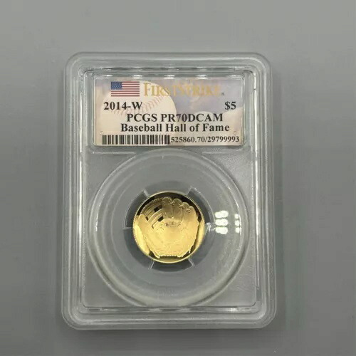 米国 2014-W 野球殿堂 5 ドル ゴールド プルーフ コイン、証明書 PCGS PR70-DCAM 302,940円