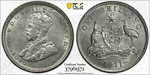 オーストラリア 1911 シリング PCGS グレード AU58 コイン