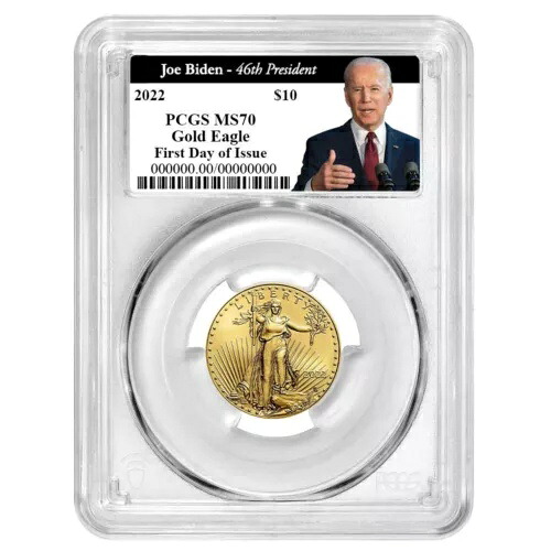 2022 $10 アメリカン ゴールド イーグル 1/4 オンス PCGS MS70 FDOI バイデン第 46 代大統領ラベル|WORLD RESOURCE【KING店】