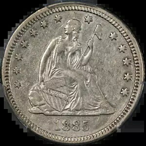 1885 着席リバティ クォーター PCGS AU50 キー デート ナイス アイ アピール ナイス ストライク|WORLD RESOURCE【KING店】