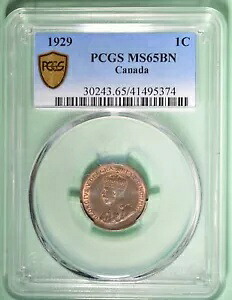 1929 - カナダ ペニー - グレード - PCGS MS-65 BN - シリアル番号 41495374
