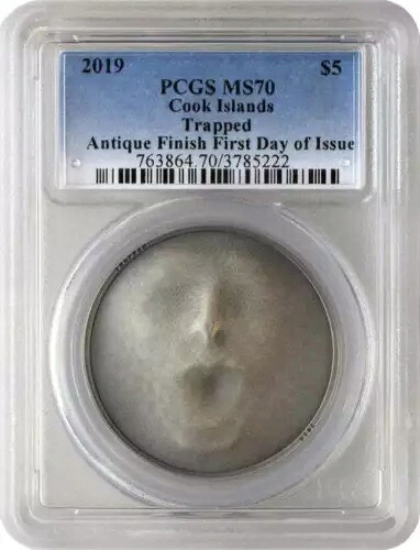 2019 クック諸島トラップド 5 ドル PCGS MS 70 銀貨｜WORLD RESOURCE【KING店】