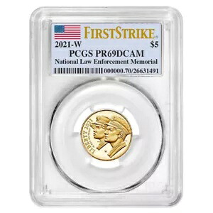 2021-W プルーフ $5 ゴールド 国内法執行 PCGS PR69DCAM FS 旗ラベル|WORLD RESOURCE【KING店】