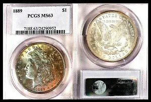 1889年 $1-PCGS MS63-OBV TONED-REV MINT LUSTER-モーガンドル|WORLD RESOURCE【KING店】