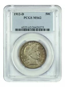 1912-D 50C PCGS MS62 - 理髪店 ハーフダラー|WORLD RESOURCE【KING店】