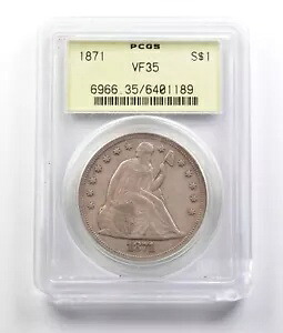 1871 年着席リバティ シルバー ダラー VF35 PCGS OGH *9440|WORLD RESOURCE【KING店】