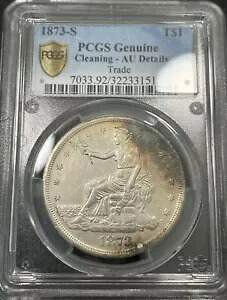 1873-S 貿易銀ドル PCGS AU 詳細 クリーニング|WORLD RESOURCE【KING店】