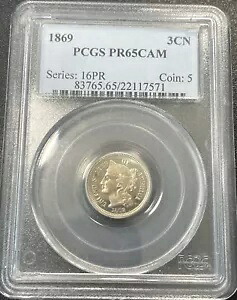 1869 ニッケル 3 セントピース PCGS PR65 CAM プルーフ|WORLD RESOURCE【KING店】