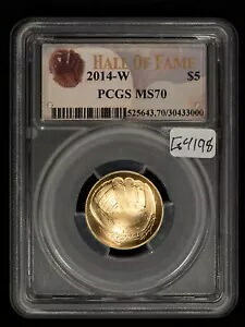2014-W G$5 野球 HOF ゴールド記念コイン - PCGS MS 70 - SKU-G4198｜WORLD RESOURCE【KING店】