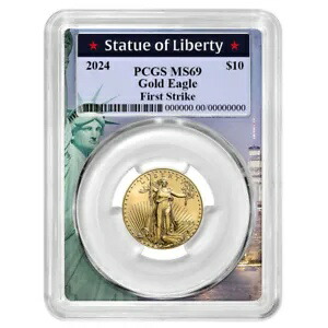 2024 $10 アメリカン ゴールド イーグル 1/4 オンス PCGS MS69 FS 自由の女神フレーム
