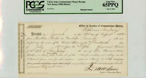 北軍通勤金領収書 1864 年 8 月 22 日 MS 65PPQ|WORLD RESOURCE【KING店】