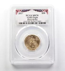 2017 $10 アメリカン ゴールド イーグル ファースト ストライク 1/4 オンス ゴールド MS70 PCGS *8303|WORLD RESOURCE【KING店】