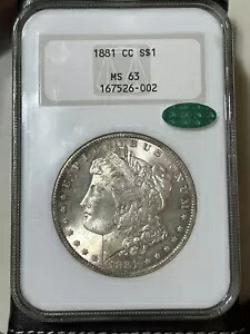 1881-CC $1 NGC MS-63 CAC オールド ファッティ ホルダー モーガン シルバー ダラー。 PQ!|WORLD RESOURCE【KING店】
