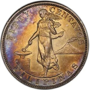 レア 1905-S 50 センタボス PCGS--AU58 フィリピン 米国 サンフランシスコ造幣局 銀貨|WORLD RESOURCE【KING店】