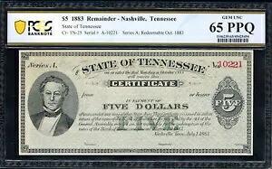 1883 ナッシュビル テネシー $5 残り PCGS 65 PPQ Cr-TN-25 トップ ポップ｜WORLD RESOURCE【KING店】