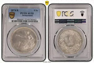 スイス 5 フラン 1874 等級 PCGS AU55｜WORLD RESOURCE【KING店】