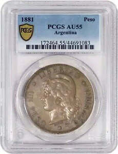 1881 アルゼンチン 1 ペソ シルバー PCGS セキュア AU55 未流通コインについて|WORLD RESOURCE【KING店】