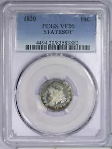 1820 キャップド バスト ダイム 10c PCGS VF20 - Statesof Variety JR-5 ハンサムに引き締まった!ポンド｜WORLD RESOURCE【KING店】 309,870円