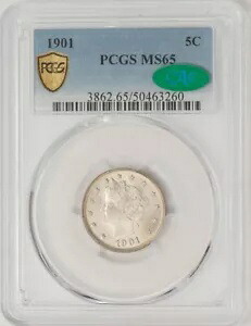 1901 リバティ ニッケル 5c MS65 セキュア PCGS ~ CAC 948760-9｜WORLD RESOURCE【KING店】