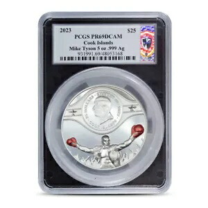 2023 5 オンス クック諸島 シルバー マイク タイソン コイン サイン入り PCGS PR70 DCAM