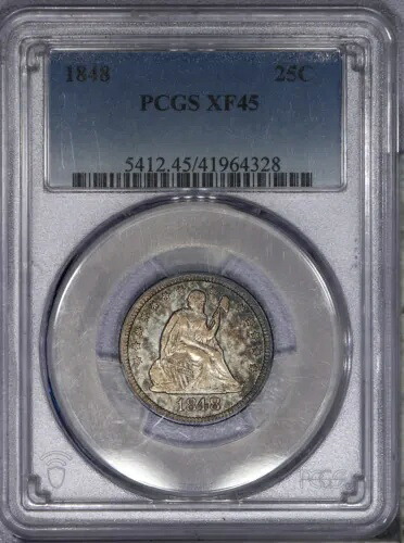 1848 リバティ シーテッド クォーター 25c PCGS XF45 EF45 - 素敵なオリジナル コイン!ポンド|WORLD RESOURCE【KING店】