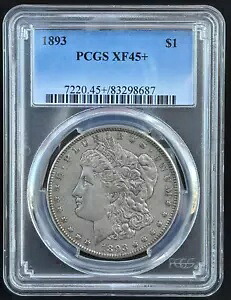 1893 P $1 モルガン シルバー ダラー PCGS XF 45+、セミキー デイト コイン、タッチ オブ ラスター|WORLD RESOURCE【KING店】