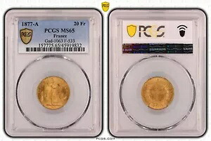 フランス、ゴールド 20 フラン 1877 A-PCGS MS 65、レア 8｜WORLD RESOURCE【KING店】