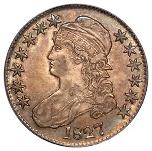 1827 O-117 50C スクエアベース 2 キャップドバスト ハーフダラー PCGS AU53｜WORLD RESOURCE【KING店】
