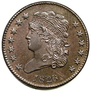 1826 C-1 クラシック ヘッド ハーフ セント コイン 1/2c|WORLD RESOURCE【KING店】